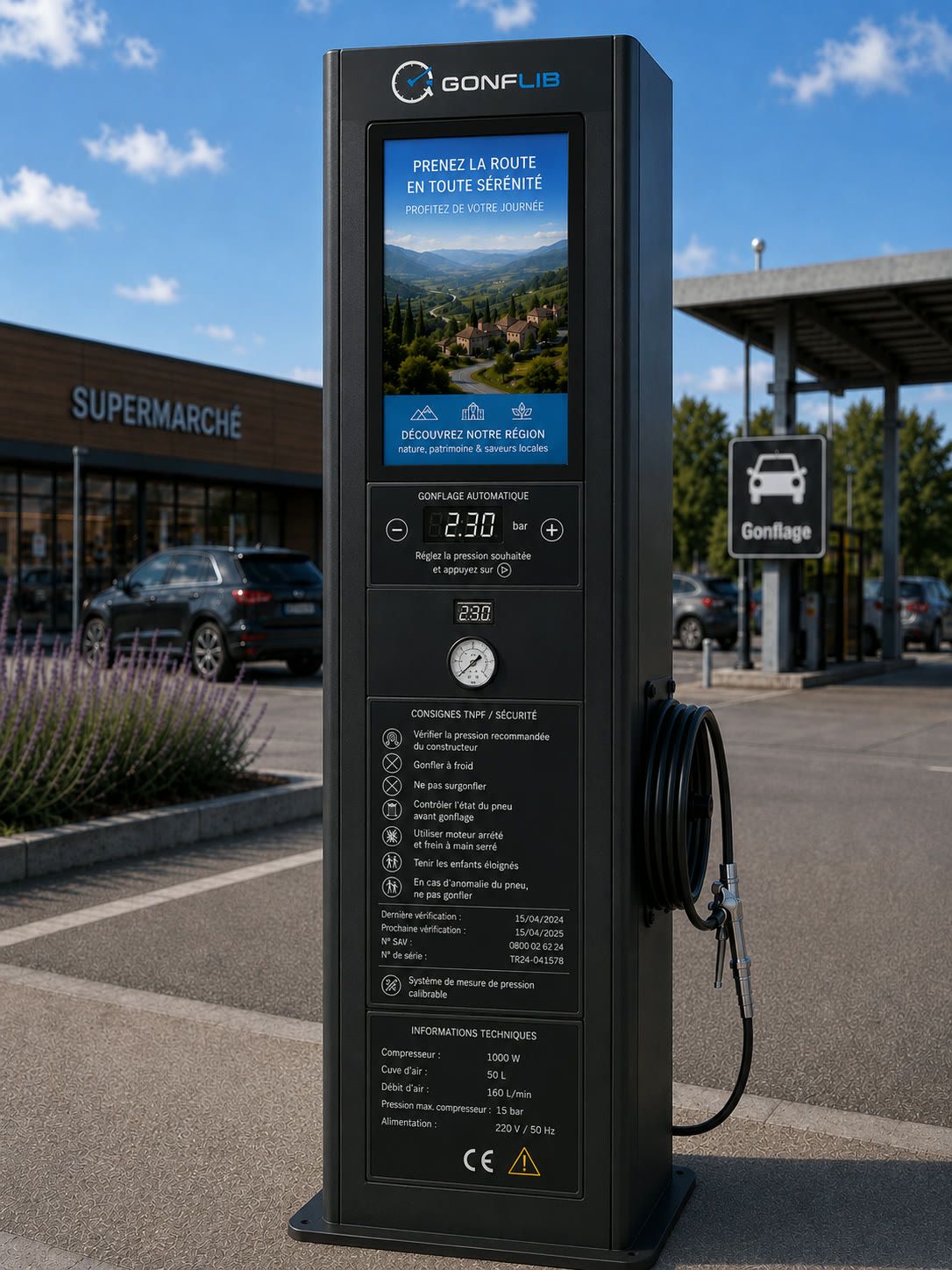 Vue d'ensemble d'un parking de grande surface avec allées de circulation dégagées